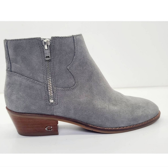 Coach Dani Ankle Bootie double zipper gray suede leather size 38.5 US 8 - Picture 15 of 15